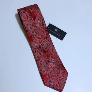 Hart Schaffner Marx Mens Red Paisley Silk Tie New With Tags RN 58909